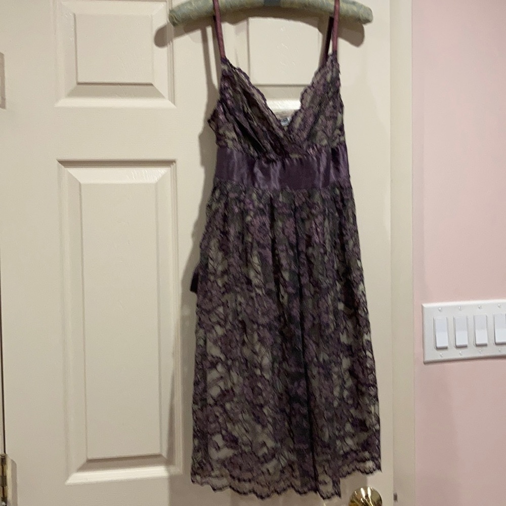 Necessary Objects dress. Lace satin tie back.